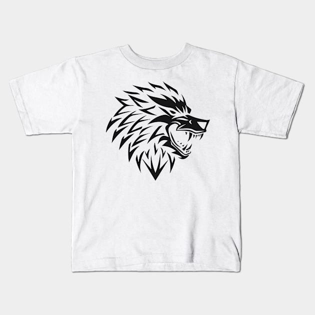 Wolf head symbol icon logo Kids T-Shirt by Creative Art Store